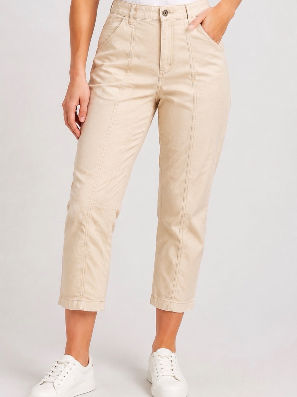 White House Black Market Women's High-Rise Cropped Jeans in Beige